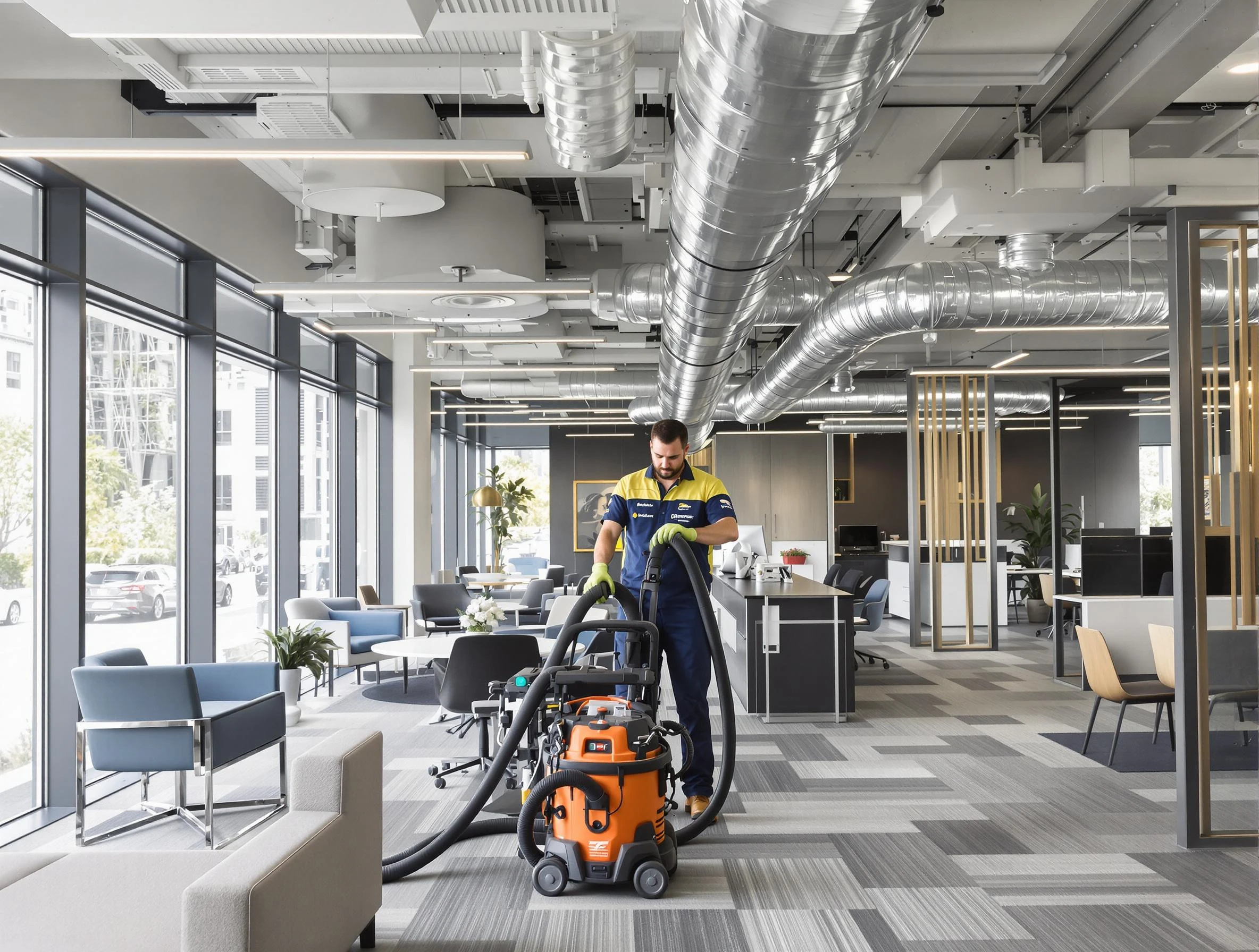 Fruit Heights Air Duct Cleaning team performing thorough commercial duct cleaning at a Fruit Heights business center